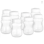 8 件裝母乳瓶帶防漏蓋寬頸無 BPA 180 毫升/ 6.1 盎司母乳收集儲存瓶,適合家庭工作旅行