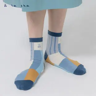 【a la sha】a幾何線條中筒襪