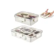 2pcs Dish Divided Serving Tray with Lid and Handle-4 Compartment and 8 Compartment
