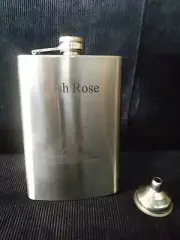 8 oz Brushed Stainless Steel Flask w funnel Free Engraving & Shipping