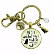 Gutsy Goodness Inspirational Key Chain w/ Box & Card - Cuddle With Her Cat