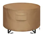 Round Fire Pit Cover Waterproof 600D Heavy Duty Cover Fits Round Outdoor Fire...