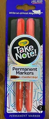 Crayola Take Note Permanent Markers - Fine Point - 2 Count - Red & Pink - NEW