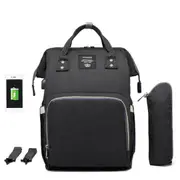 Waterproof Baby Nappy Diapers Bags Tote Mummy Travel USB Port Backpack BLACK COLOR