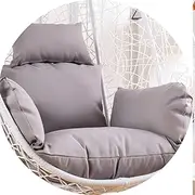 Egg Chair Waterproof Cushion with Headrest & Armrest Hanging Basket Chair Pads Wicker Rattan Hanging Seat Cushion Indoor/Outdoor Porch Backyard UV ResistantPatio Hammock Swing Cushions(Silver Gray)