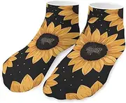 [QMNVBDS] Leaves And Sunflowers Socks Ankle Length Socks Casual Short Socks for Women Men Low Cut Sports Socks Running Socks No Show Socks Ankle Socks Athletic Socks Workout Socks, Style, One Size