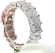 [HEARTS AND YOU] 5ct Emerald Cut Moissanite Full Eternity Ice Wedding Band White Gold Plated Stylish