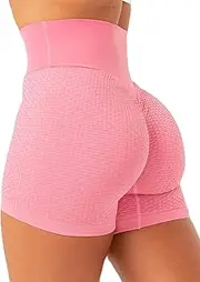 [RYDERWEAR] Women's Honeycomb Scrunch Seamless Shorts - Bright Pink XS