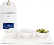 [Villeroy & Boch] 10-4240-9023 Manufacture Rock Blanc Set of 4 Bowls for Dips and Finger Food, Premium Porcelain, Dishwasher Safe, White