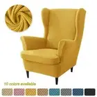 1PC Polar Fleece Wing Chair Cover High Back Armchair Covers Non Slip Slipcovers