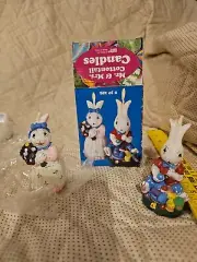 Vintage Mr. & Mrs. COTTONTAIL EASTER BUNNY Candle Rabbit Spring VINTAGE new