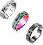 [LuckyAmor] Fidget Ring Women for Anxiety Ring：Personalized Inspirational Mantra Stainless Steel Silver Spinning Ring for Men Women Friend Encouragement Gift size 6 7 8 9 10
