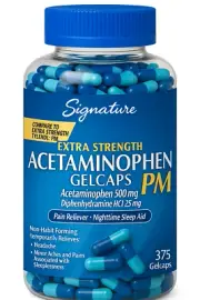 Signature Acetaminophen PM, 500 mg, 375ct, Comp with Extra Strength Tylenol PM