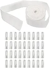 uxcell Curtain Pleat Tape, 9 Meters/9.8 Yards Pleated Tape for Curtains with 36 Pcs Stainless Steel 4 Prongs Hooks for DIY Pinch Pleating Drapes (White, 1 Set)