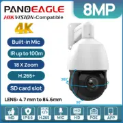 4K 8MP 18X Zoom Hikvision Compatible PTZ IP Camera Auto-Track Mic Speaker IR50M