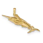 14k Yellow Gold Gold Polished Blue Marlin Fish Pendant