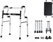 Aluminum Foldable Walking Mobility Aid, Rollator, 2-in-1 Walker with PU Seat and Wheels, for Elderly 3 Wheeled Mobility Walkers Interesting