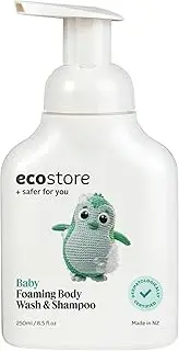 Ecostore Baby Foaming Body Wash & Shampoo 250Ml x 2, For Sensitive Skin, Plant-Based Ingredients, Gentle Cleansing, Dermatologically Certified, Made In New Zealand, Enviromentally Friendly