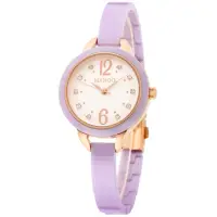 在飛比找momo購物網優惠-【MANGO】可愛甜心晶鑽陶瓷腕錶-MA6717L-77(紫