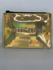 Bobbi Brown Make Up Travel Bag Pouch Holographic Gold w Zipper 6x5 in New W/ Tag