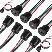 ATNSINC 10pcs Type-C Female Chassis 4 Pin Type USB Connector Female Socket Waterproof Jack Fast Charging Port (4pin with Cable)