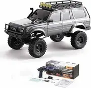 FCX18 FMS RC Crawler Toyota Cruiser LC80-1/18 Offroad Trucks 4X4 RC Rock Crawler with 2.4Ghz Transmission, Portal Axles, LED Lights, 7.4V 900mAh Battery, USB Charger for Adults (Grey)