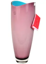 MURANO Art Glass Amethyst/Turquoise Tall Vase Carlo Nason Hand Blown Italy New