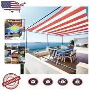 Stylish 8' x 8' Rectangle Sun Shade Sail - 95% UV Block by Red & White Stripes
