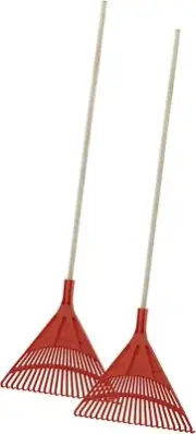 Superio Garden Rake Leaf with Wood Handle (2 Pack) Durable Rake Plastic Head 22