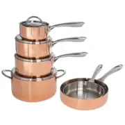 BergHOFF Cookware Set Copper w/ Built-in Handles Hammered Design (10-Piece)