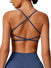 [ABOCIW] Womens Seamless Backless Sports Bra Open Back Strappy Workout Bras Low Support Criss-Cross Yoga Gym Bra