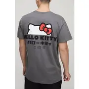 Mens Charcoal Oversized Hello Kitty License Printed T-Shirt