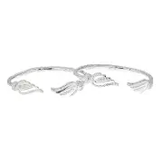 Solid .925 Sterling Silver West Indian Bangles w. Wing Ends (PAIR) Made in USA