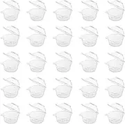Individual Cupcake Containers - Stackable Deep Dome Cupcake Carrier - Single Cupcake Containers With Connected Airtight Dome Lid, Clear Single Cupcake Muffin Container