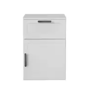 European Cabinetry White Hampton Oval Brass Handles Porto Bedside Table