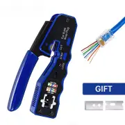 RJ45 Crimp Tool Pass Through Crimper Cutter for Cat6a Cat6 Connector Ethernet US