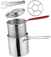 Mikinona 1Set Deep Fryer Pot with Fry Basket Lid Lightweight Versatile Frying Pot for Cooking Shrimp Chicken Chips and More Stove Top