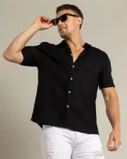 [Skylark] Skylark Men's Tension Short Sleeve Shirt in Black Size Medium M Black