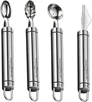 Ice Cream Ball Spoon - Set of 4 Ice Cream Carving Scooper | Small Melons Ball Spoon Set, Multifunctional Kitchen Accessories for Home, Cafe, Restaurant, Hotel
