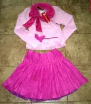 NWT American Girl Sweet Sequins Party Outfit Pink Sweater/Tutu Skirt Size Lg/ 14