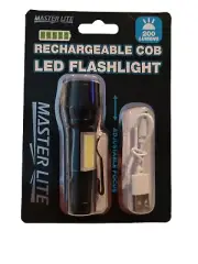 Rechargeable Mini COB LED Flashlight 3 Light Mode Adjustable Focus- Master Light