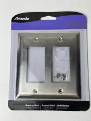 Amerelle Century Brushed Nickel Wallplate Double Rocker Switch Cover 163RRBN