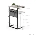 Shaped End Table, Small Side Table for Couch and Recliner, Slide Under Sofa Tray