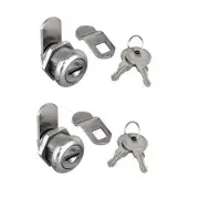 2Pcs Cabinet Cam Lock Keyed Alike Tool Box Locks Cylinder for Truck Pickup 5/8"