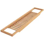 Bathroom Bamboo Bath Caddy Book Wine Glass Holder Tray Over Bathtub Rack Support