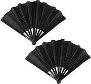 Yardenfun 2pcs Handheld Chinese Fans Taichi Kung Fu Dance Fans Plastic Folding Fans Velvet Case for Women Festival Wedding Club Performance