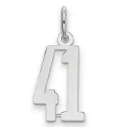 Sterling Silver Silver/Rhodium-Plated Elongated Number 41 Charm