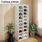 20 Pairs 10 Tier Folding Shoe Storage Box Clear Case Magnetic Door Sneakers Rack