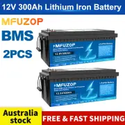 2* 12V 300Ah Lithium Battery 24 LiFePO4 Rechargeable Deep Cycle BMS RV Camping