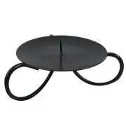 6x Matte Black Round Metal Spike Scroll Candle Holder Pillar Candle Plate